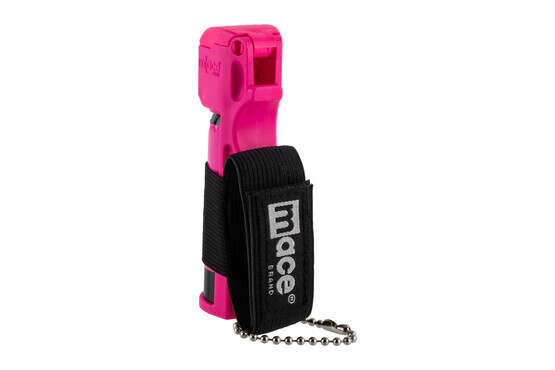 Mace Sport Model Pepper Spray Keychain in Neon Pink with front strap